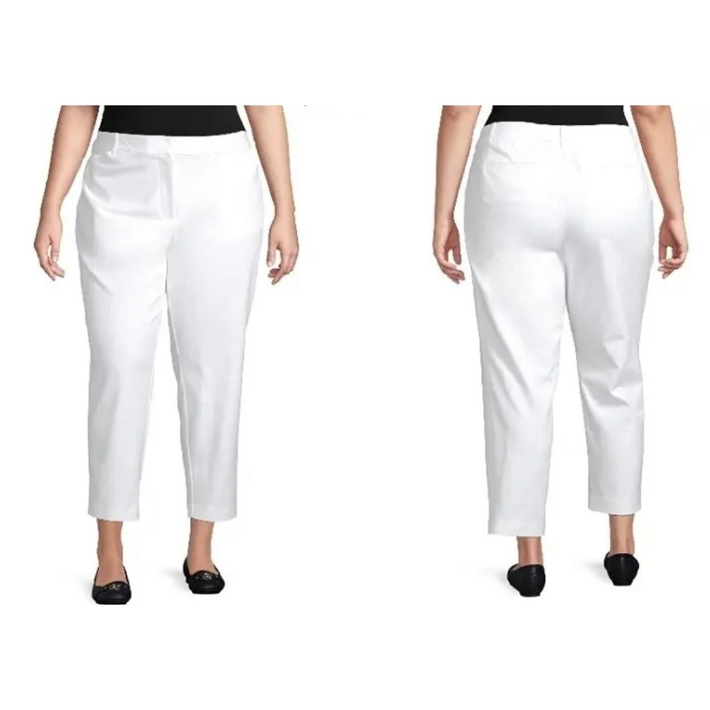 Halogen Women's High Waist Pleated Crop Tapered Pants in White Size 16